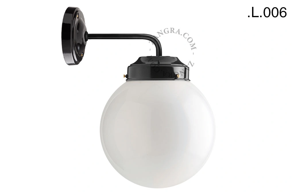 applique noire - globe en verre