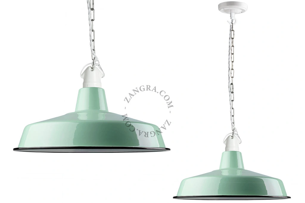 mintfarvet emaljeret pendellampe - Ø 40 cm