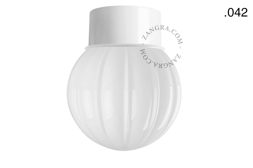 lampa ścienna lub sufitowa biała - szklany klosz  - Ø 10 cm