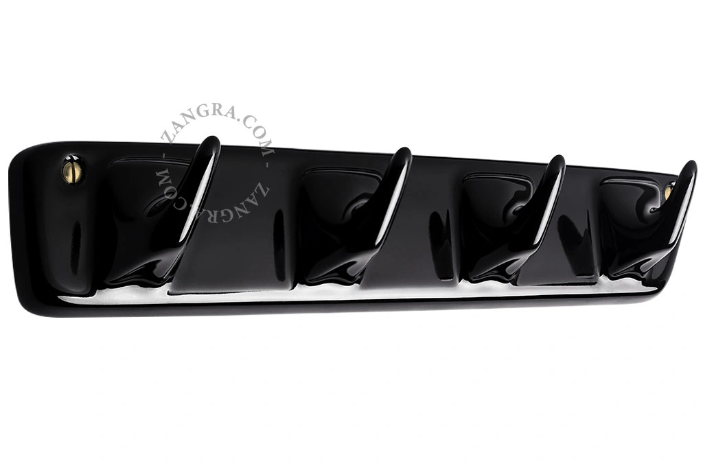 percha 4 ganchos de porcelana negra