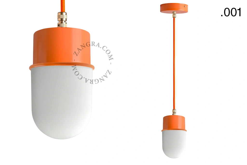 orange pendellampa - glasskärm - Ø 8,5 cm
