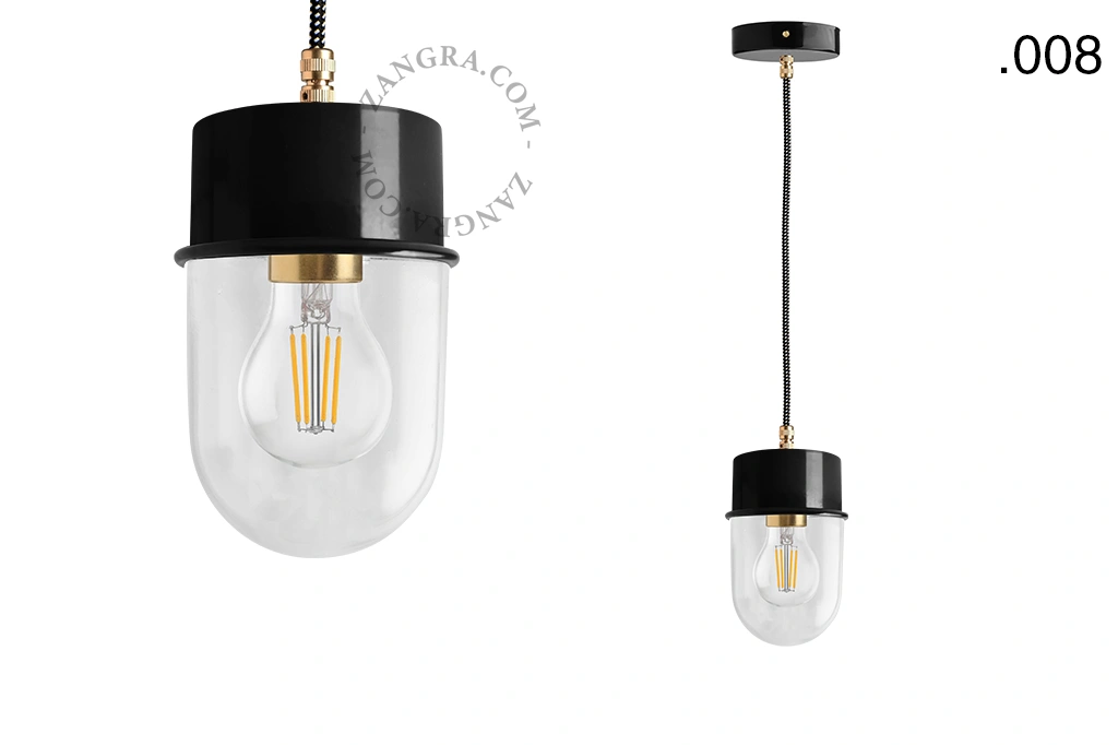 candeeiro suspenso preto - abajur de vidro - Ø 10cm