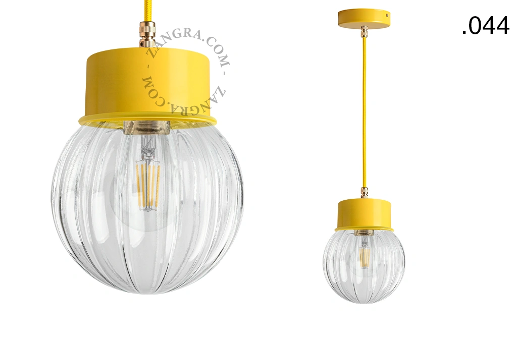 yellow pendant light - glass shade - Ø 10 cm