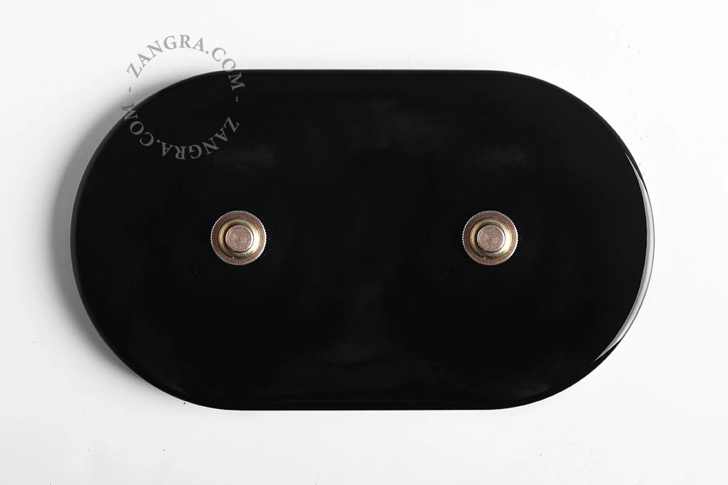 double interrupteur noir - boutons-poussoirs en laiton