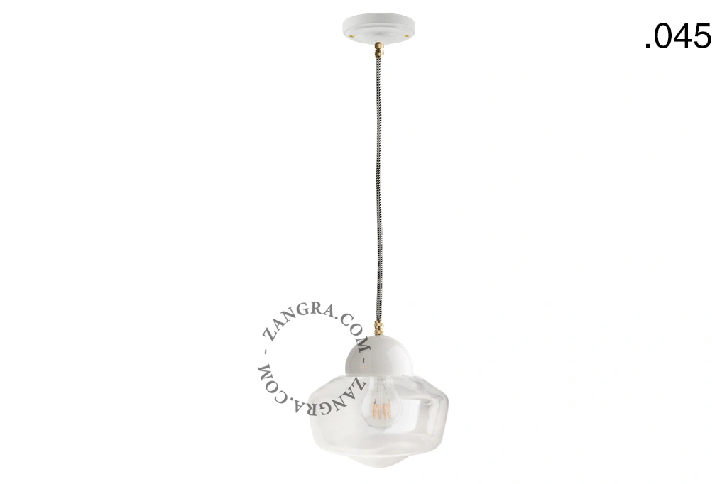 lámpara colgante de porcelana blanca - pantalla de vidrio