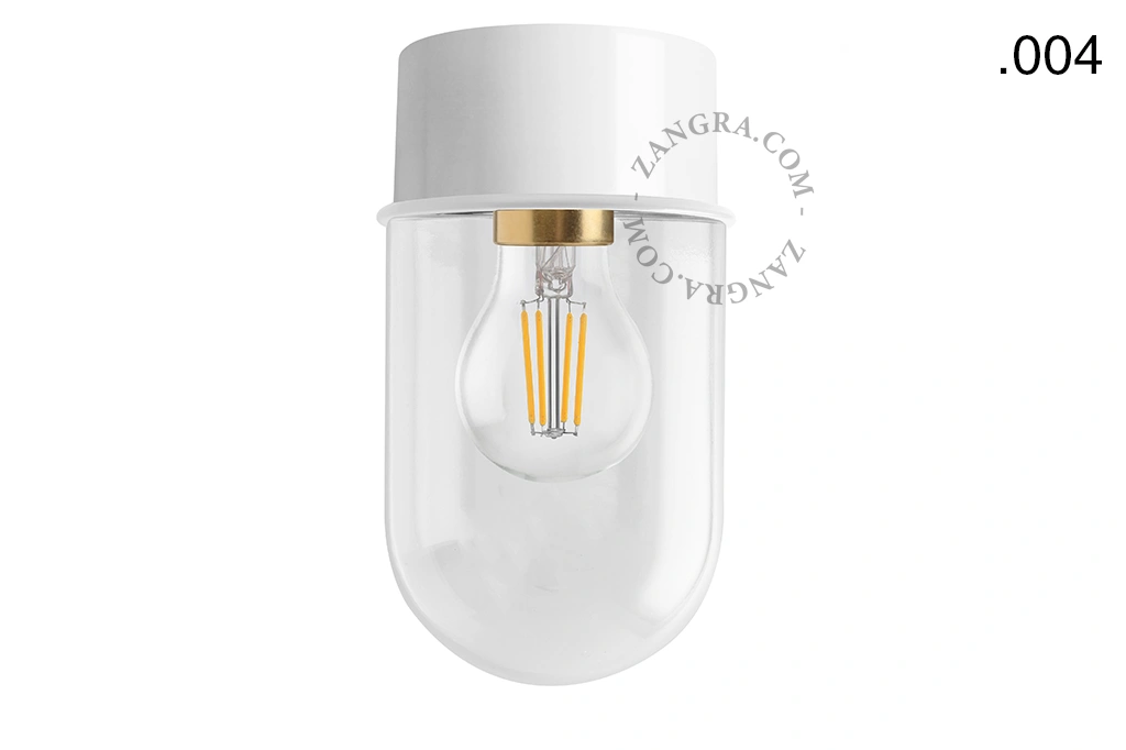 lampa ścienna lub sufitowa biała - szklany klosz  - Ø 10 cm