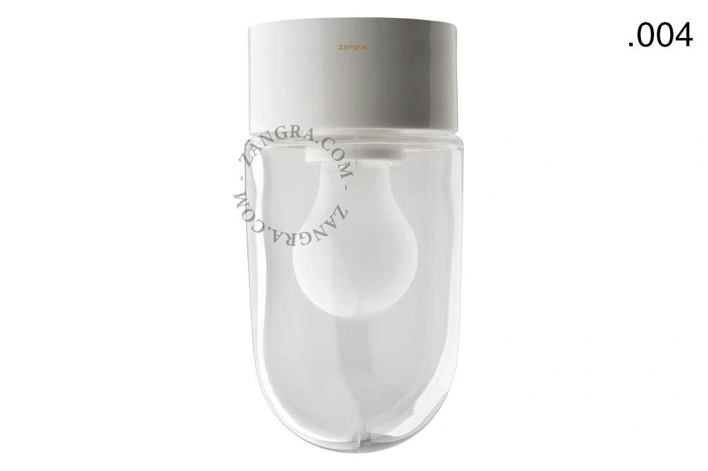 candeeiro de parede ou de teto em porcelana branca - abajur de vidro - Ø 10cm - IP54