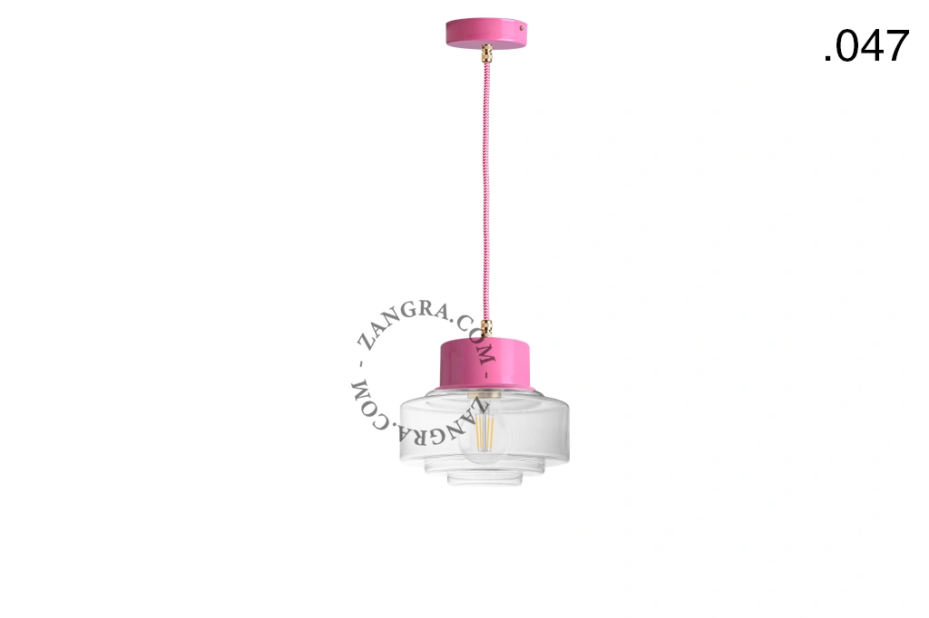 lámpara colgante rosa - pantalla de vidrio - Ø 10 cm