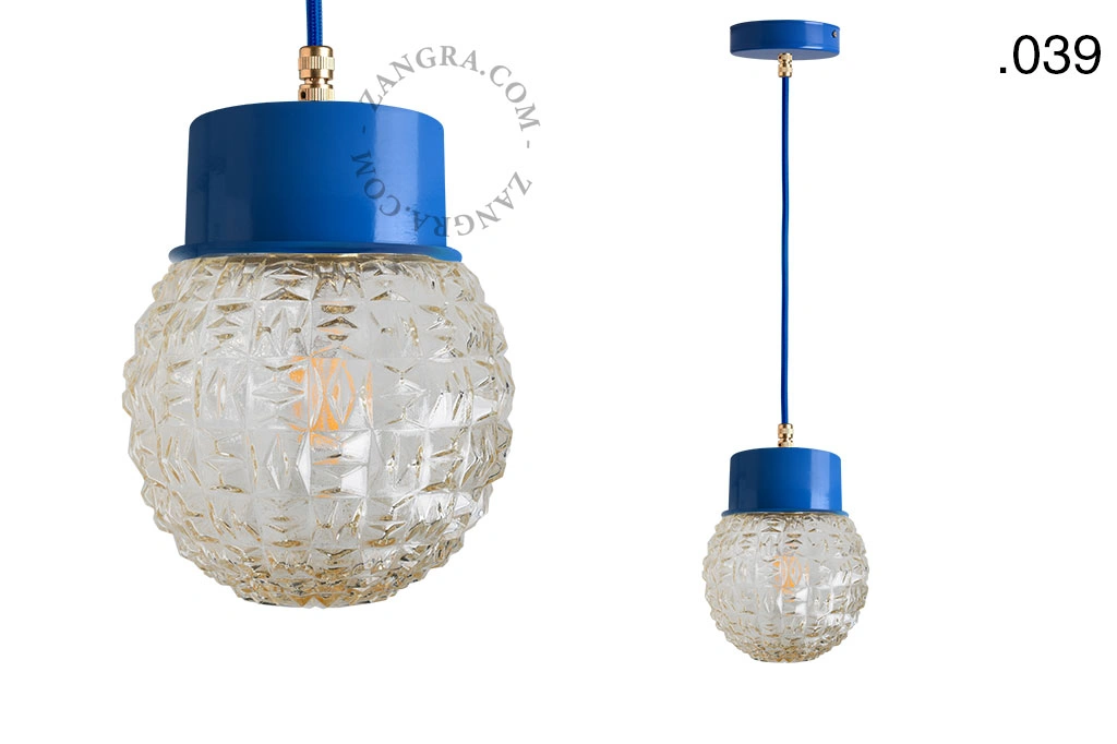 gelakte hanglamp - blauw