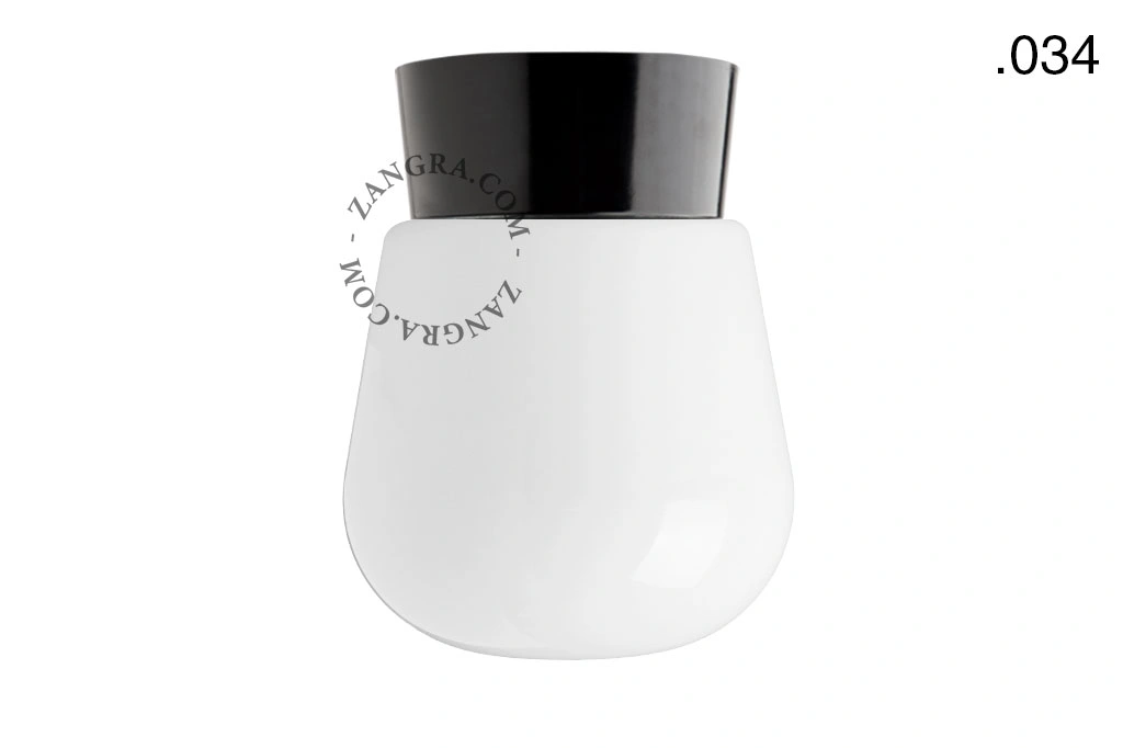 svart vägg- eller taklampa - glasskärm - Ø 11 cm