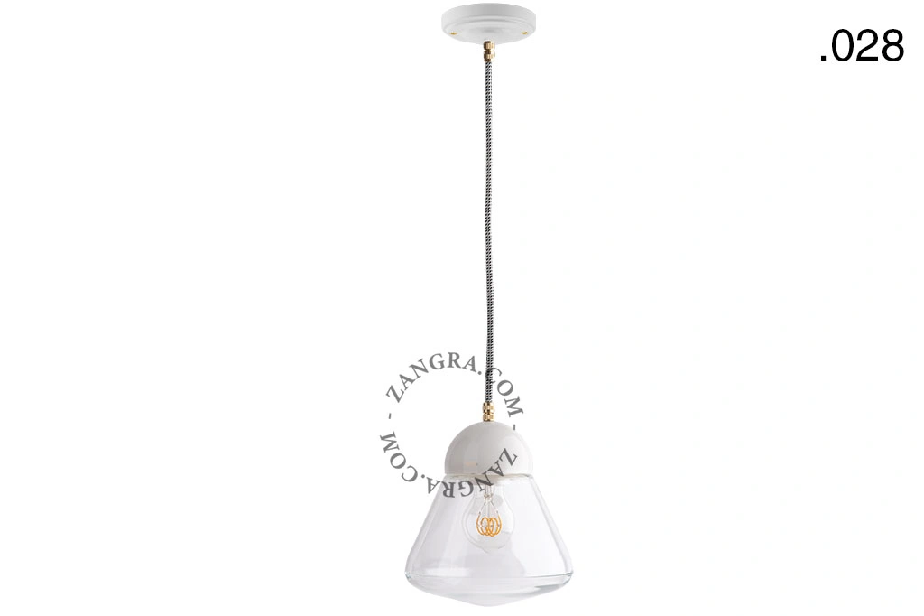 lámpara colgante de porcelana blanca - pantalla de vidrio