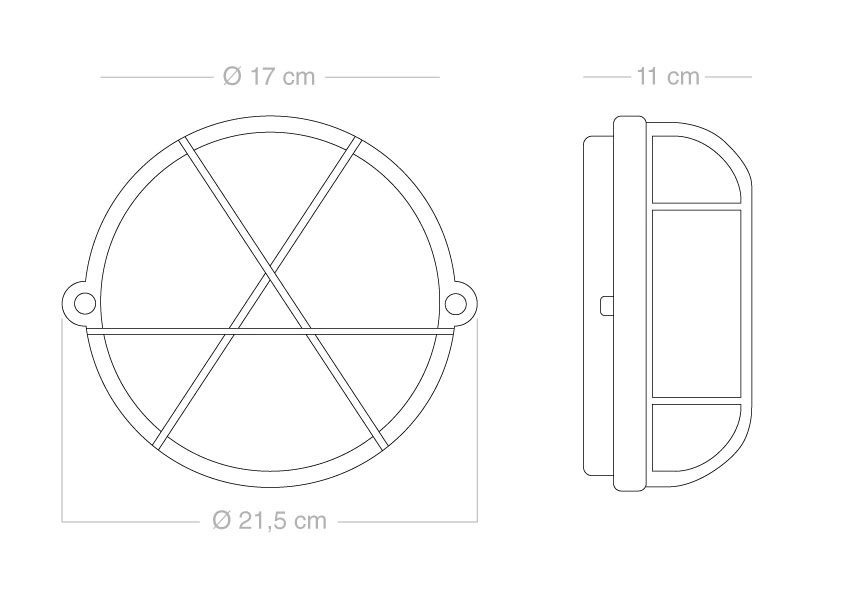 aplique o plafón de exterior de baquelita negra - Ø 17 cm - IP54