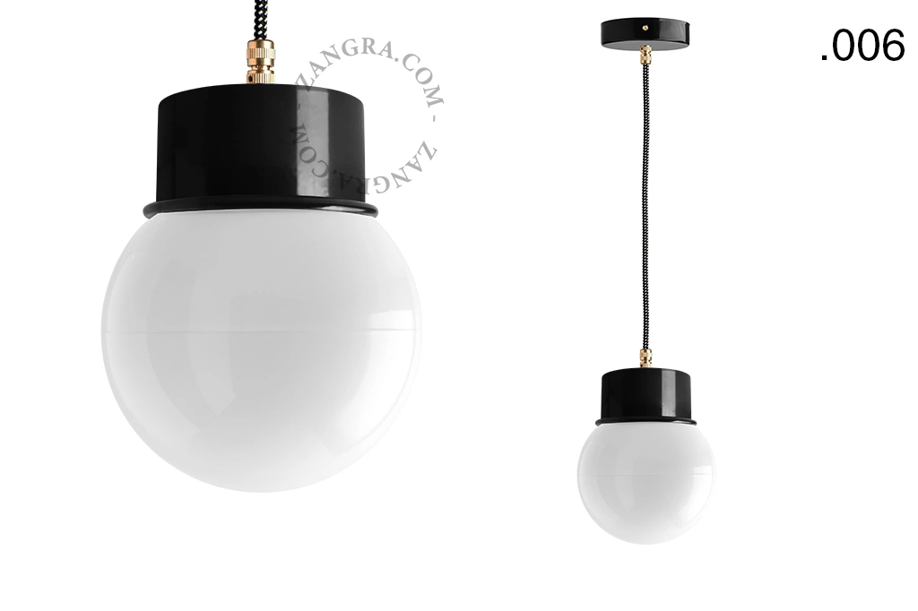 candeeiro suspenso preto - abajur de vidro - Ø 10cm