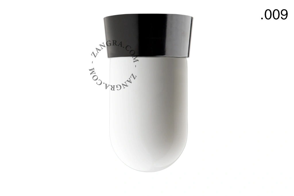 svart vägg- eller taklampa - glasskärm - Ø 11 cm