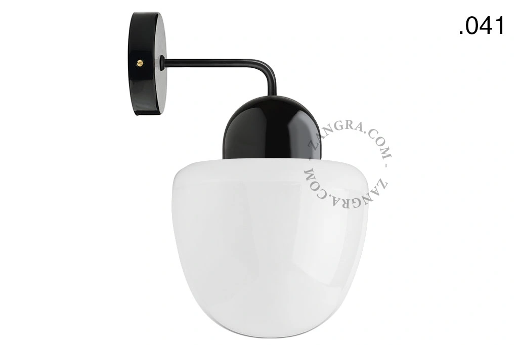applique en porcelaine noire - globe en verre