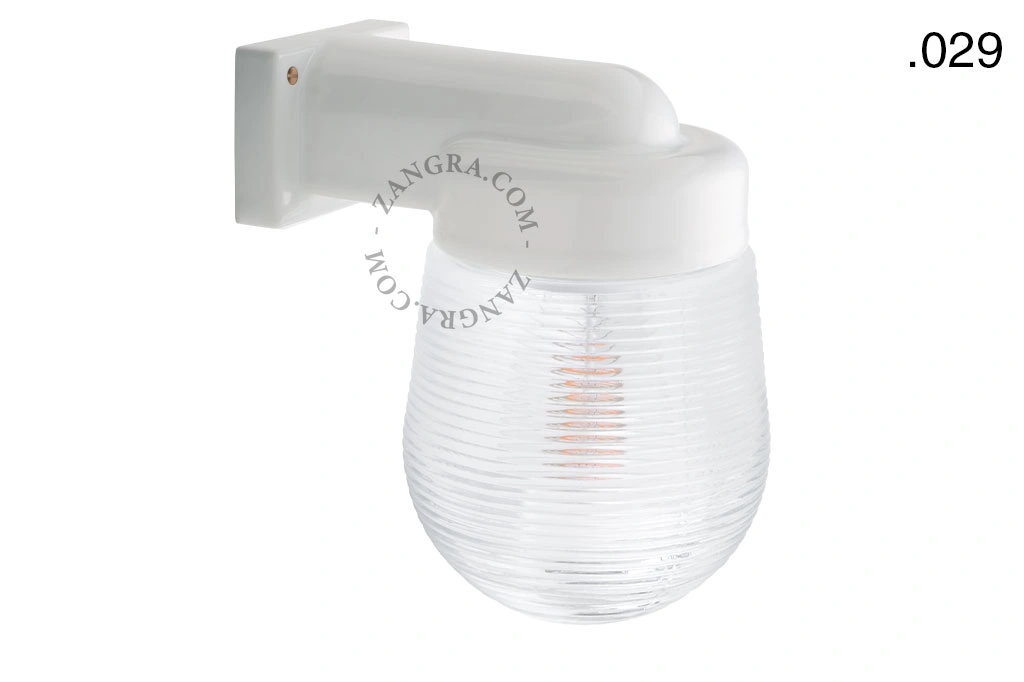 zewnętrzna lub łazienkowa lampa ścienna biała porcelana ze szklanym kloszem - IP54