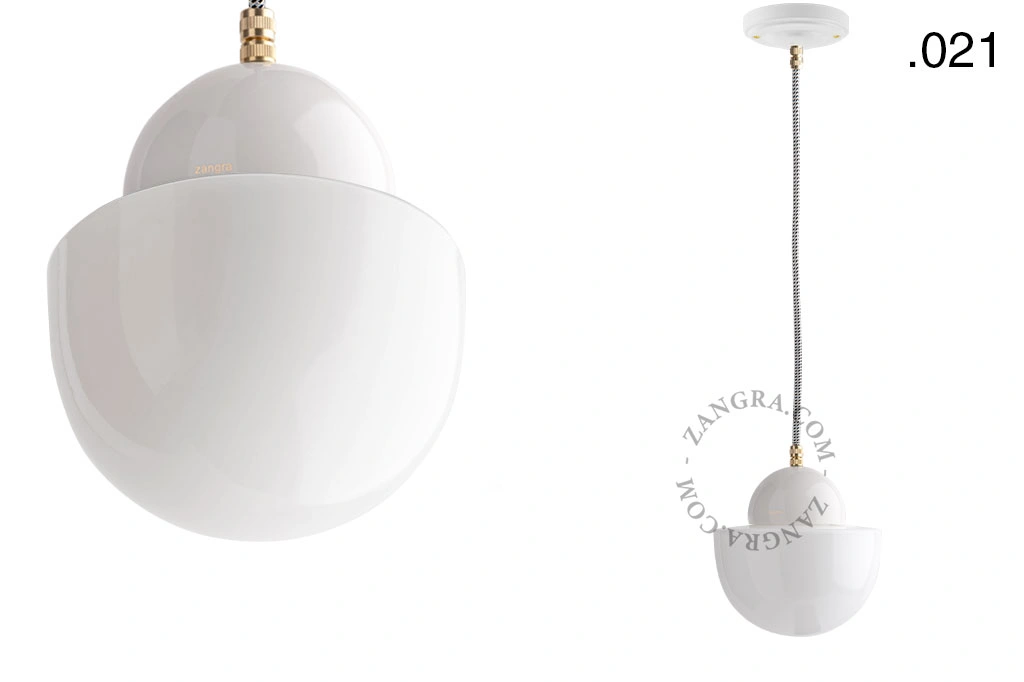 lámpara colgante de porcelana blanca - pantalla de vidrio