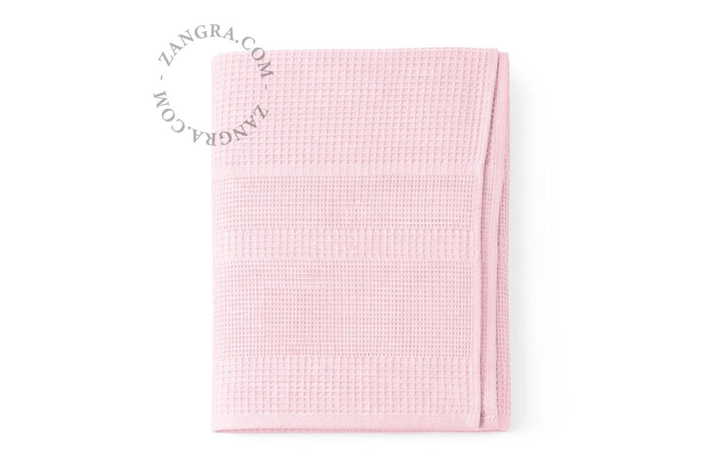 serviette de bain nid d'abeille - rose