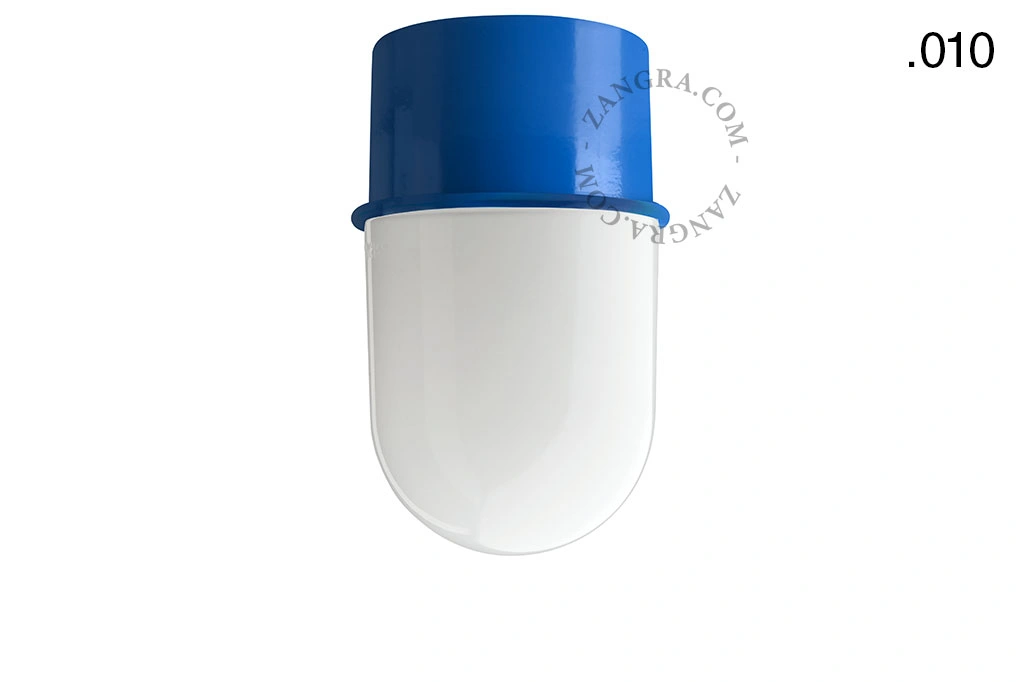 blaue Wand- oder Deckenleuchte - Glasschirm - Ø 8 cm