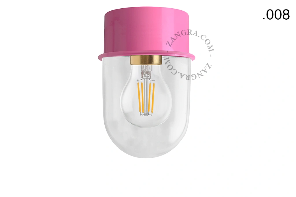 pink wall or ceiling light - glass shade - Ø 10 cm