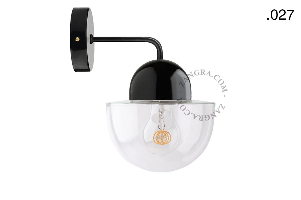 applique en porcelaine noire - globe en verre