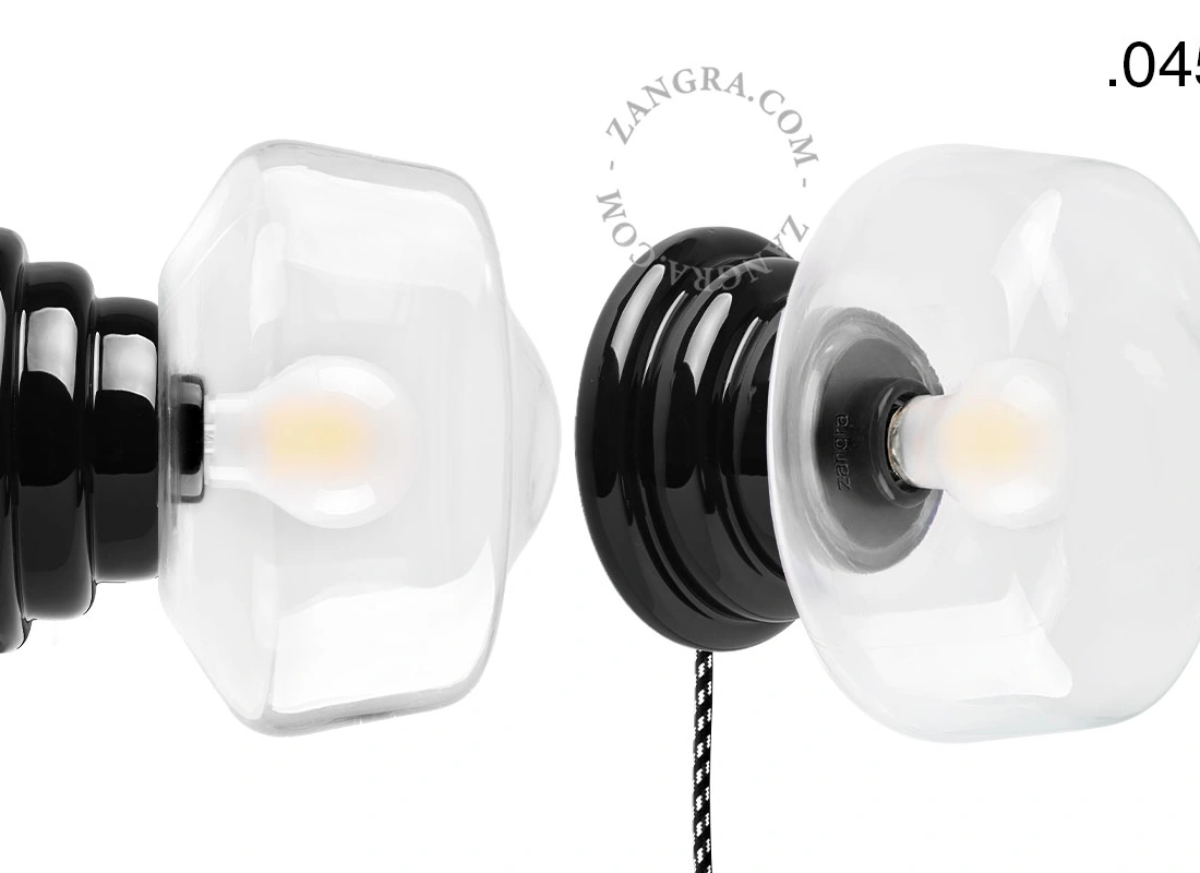 black porcelain Art Deco table or wall light