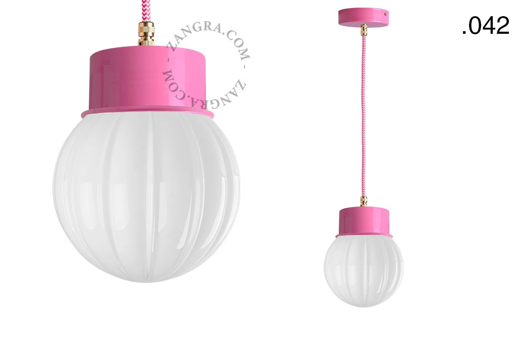 lámpara colgante rosa - pantalla de vidrio - Ø 10 cm