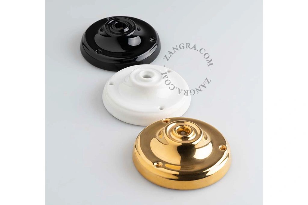 18k forgyldt porcelænsloftroset