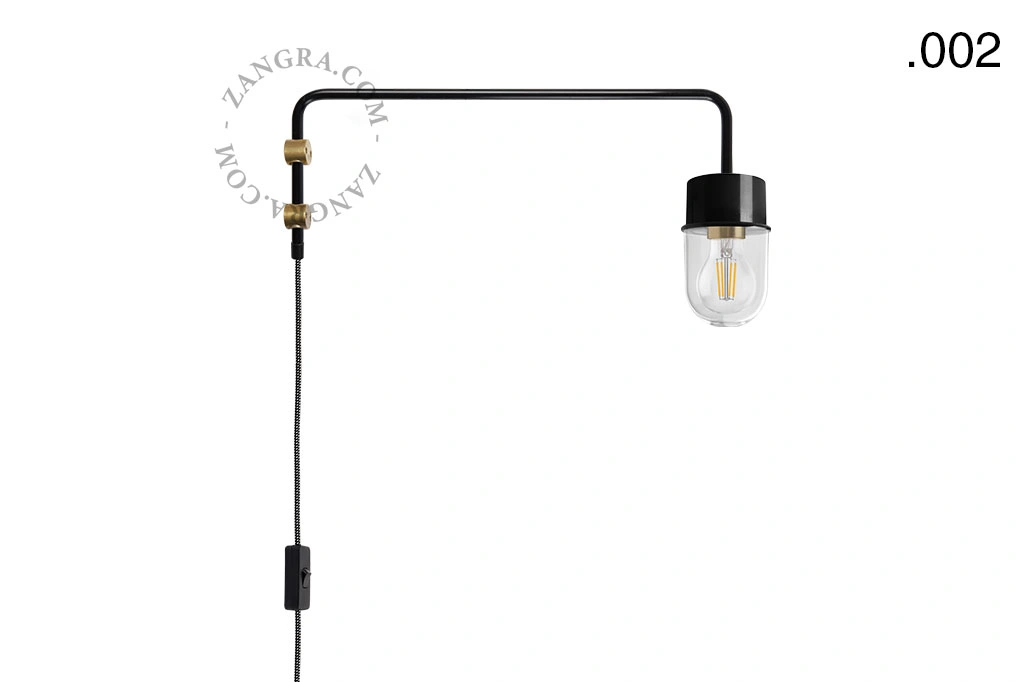 zwarte wandlamp Abbie met pivoterende arm