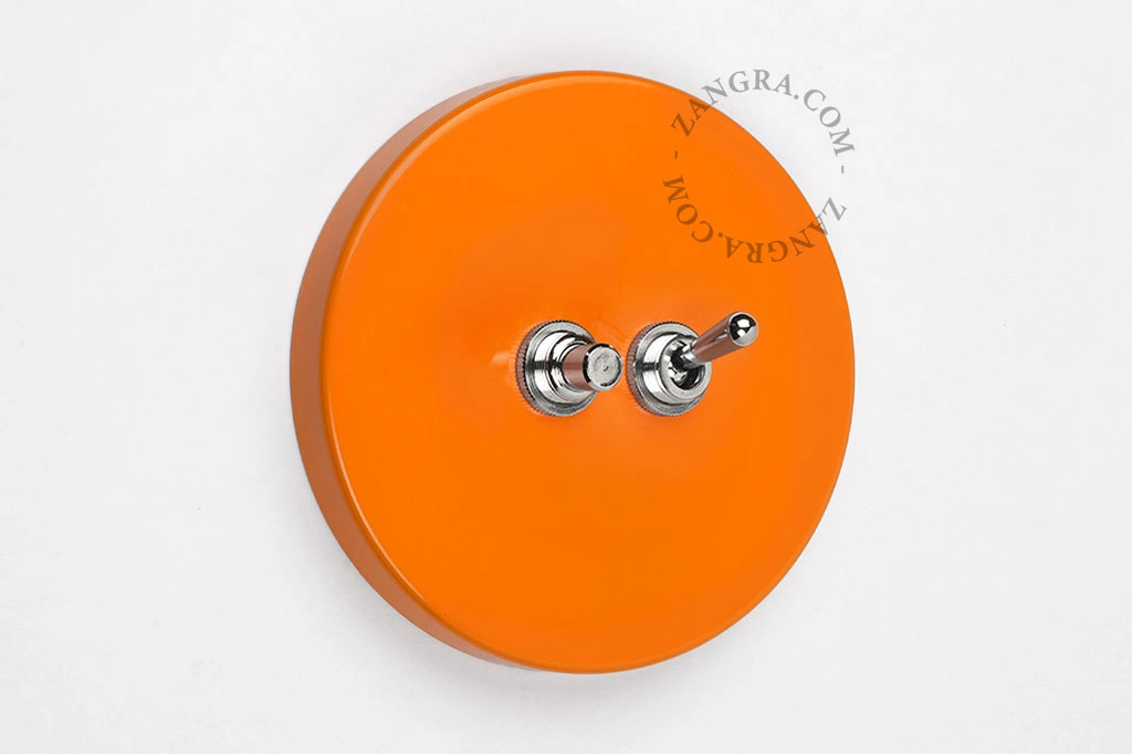 double interrupteur orange va-et-vient ou simple et bouton-poussoir - nickelé