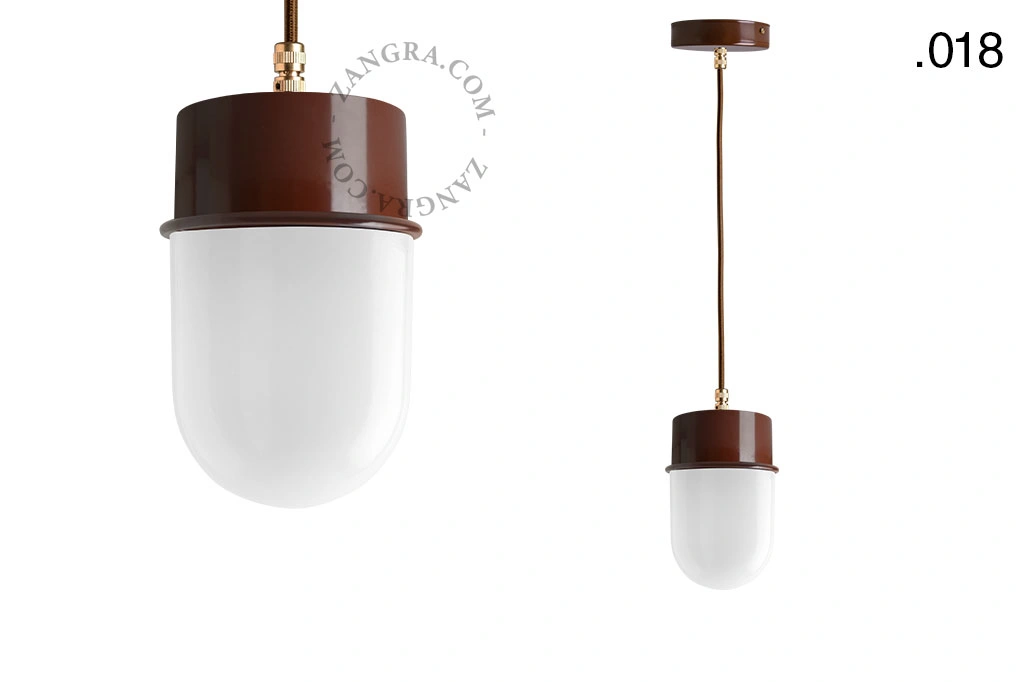 brun pendellampe - glasskærm - Ø 10 cm