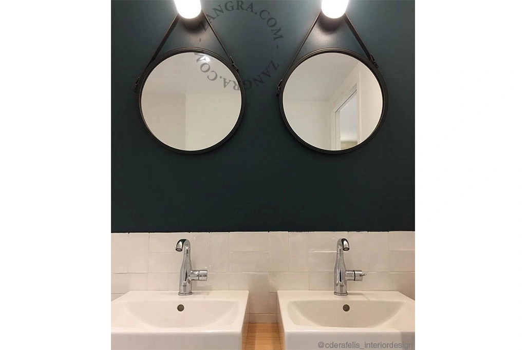 aplique de baño de porcelana negra - pantalla de vidrio - Ø 8,5cm - IP54