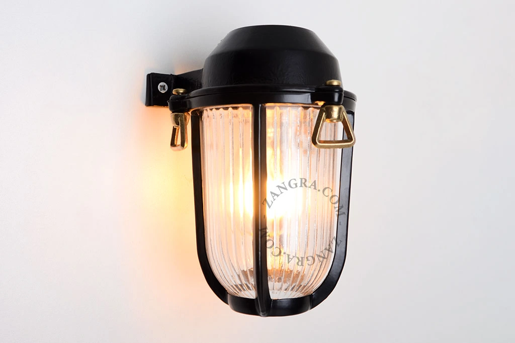 outdoor black brass wall light - IP64