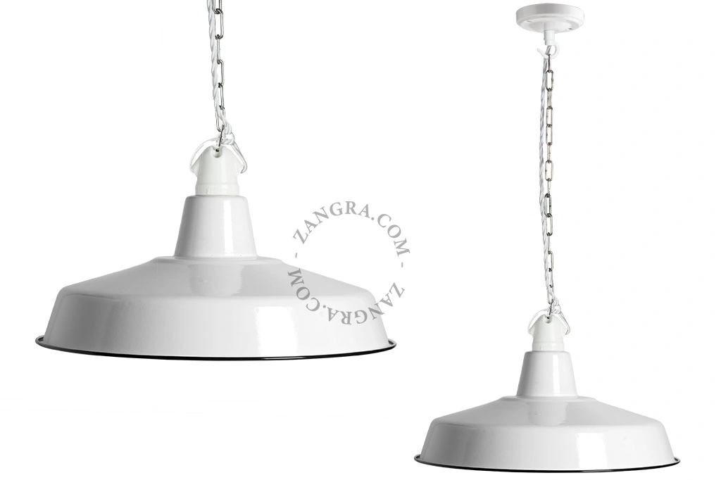 vit emaljerad pendellampa - Ø 40 cm