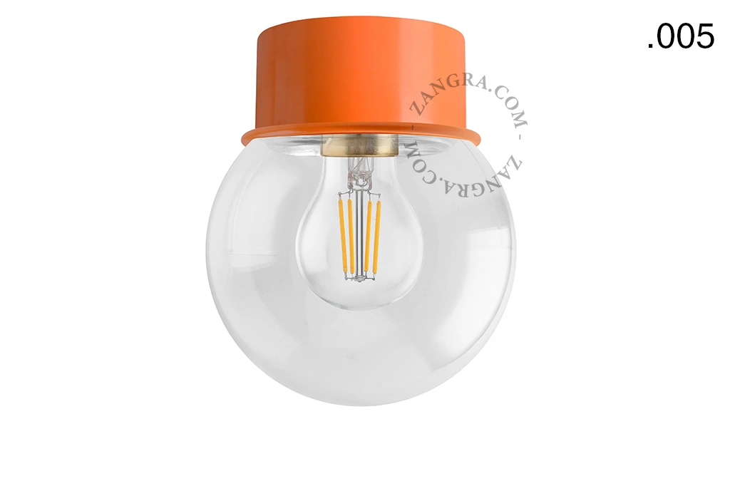 orange wall or ceiling light - glass shade - Ø 10 cm