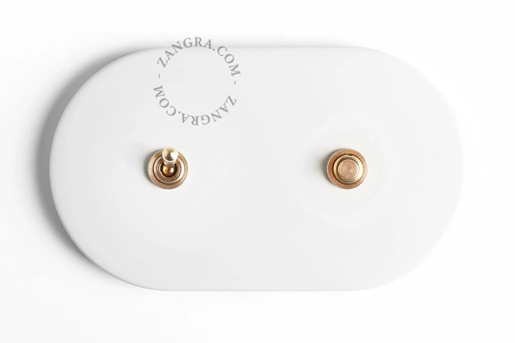 white switch - two-way or simple brass toggle switch & push-button