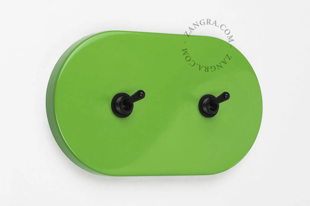 double interrupteur vert va-et-vient ou simple - leviers noirs