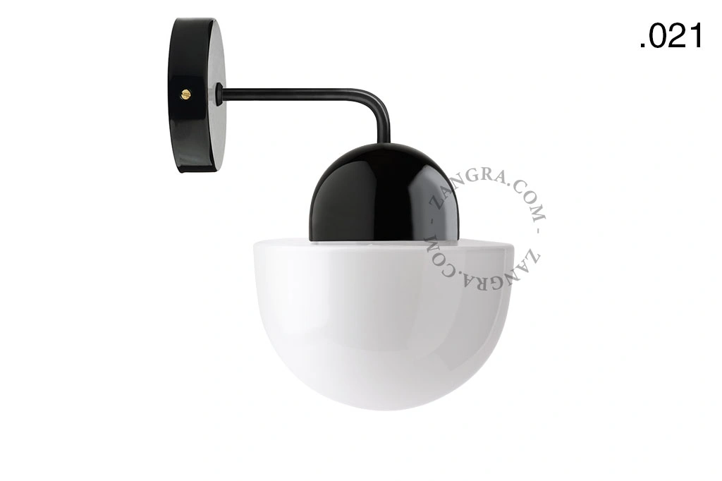 applique en porcelaine noire - globe en verre