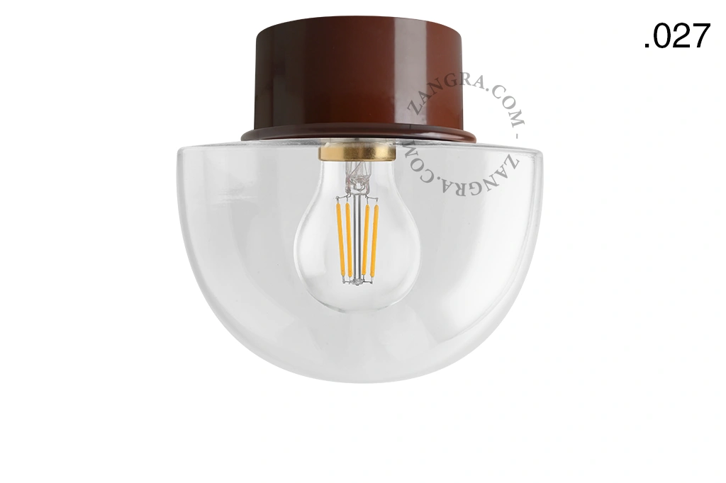 brown wall or ceiling light - glass shade - Ø 10 cm