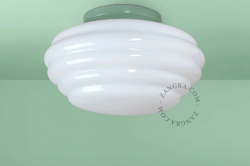 Art Deco Leuchte Chaella aus grünem Porzellan