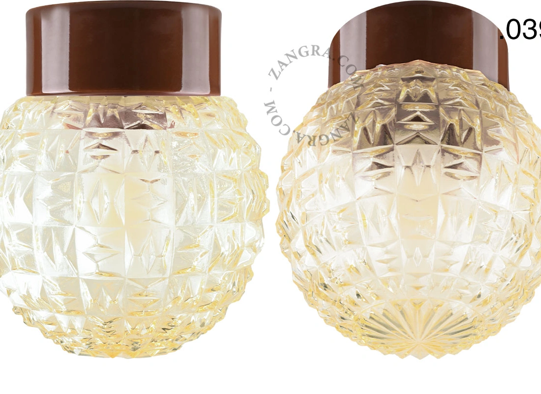 lámpara de porcelana marrón David - Ø 10 cm