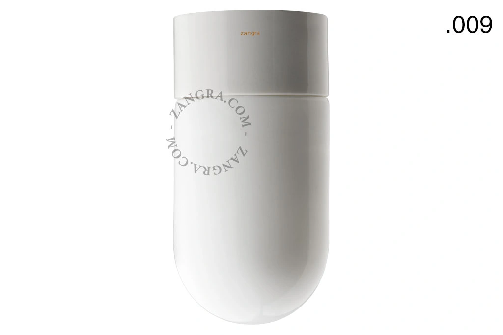 candeeiro de parede ou de teto em porcelana branca - abajur de vidro - Ø 10cm - IP54