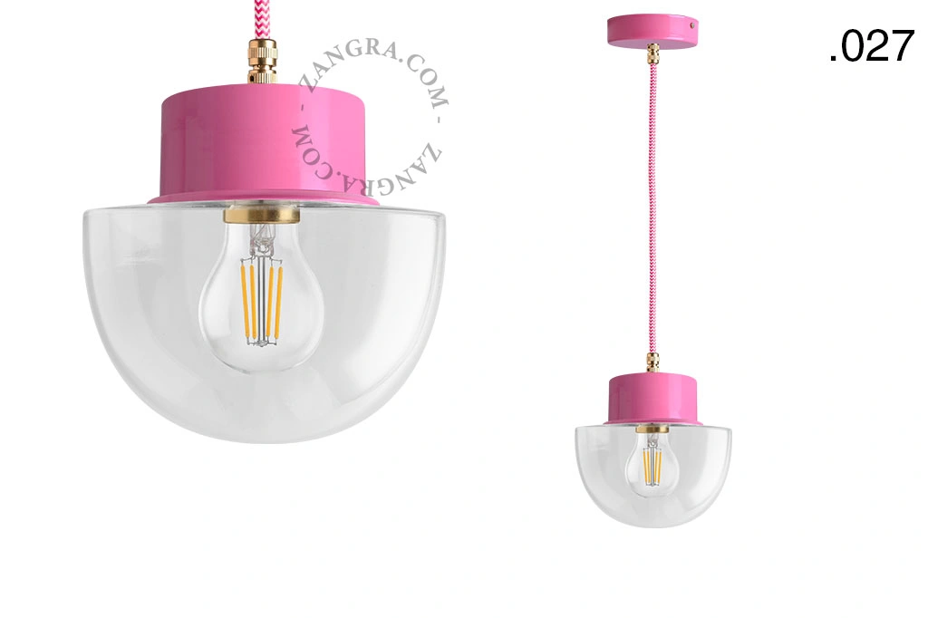 lámpara colgante rosa - pantalla de vidrio - Ø 10 cm