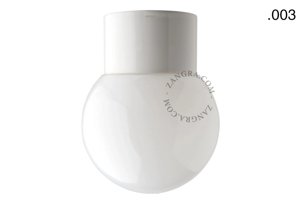 lámpara de baño de porcelana blanca - pantalla de vidrio - Ø 8,5cm -  IP54