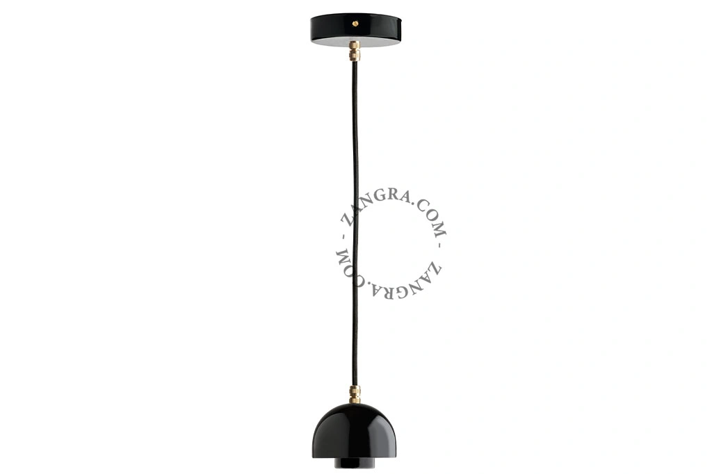 lampada a sospensione in porcellana nera