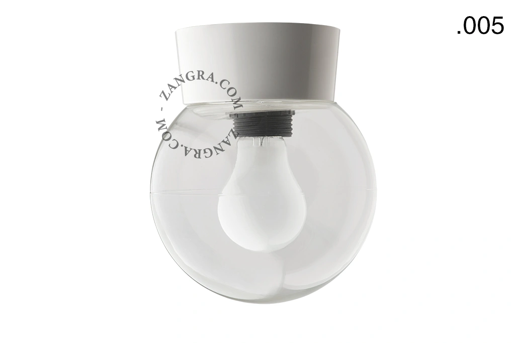 biała lampa ścienna lub sufitowa ze szklanym kloszem - Ø 11 cm