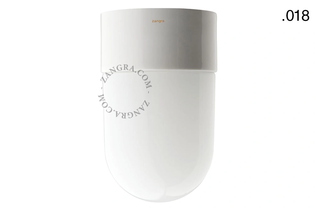 candeeiro de parede ou de teto em porcelana branca - abajur de vidro - Ø 10cm - IP54