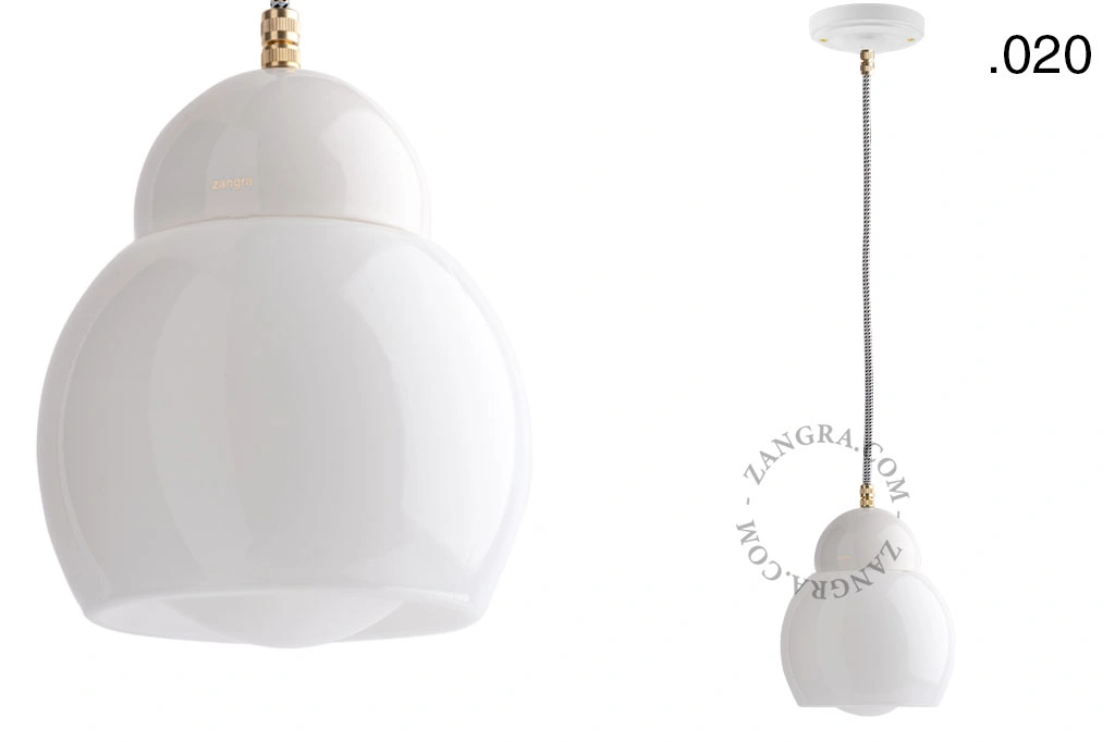 lámpara colgante de porcelana blanca - pantalla de vidrio
