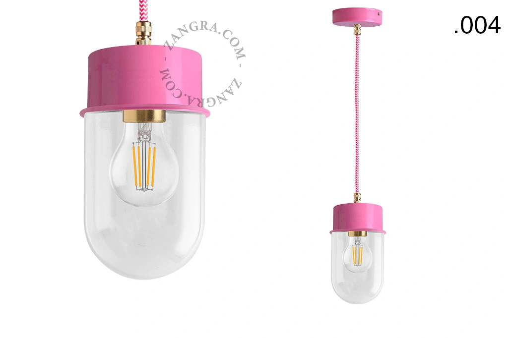 lámpara colgante rosa - pantalla de vidrio - Ø 10 cm