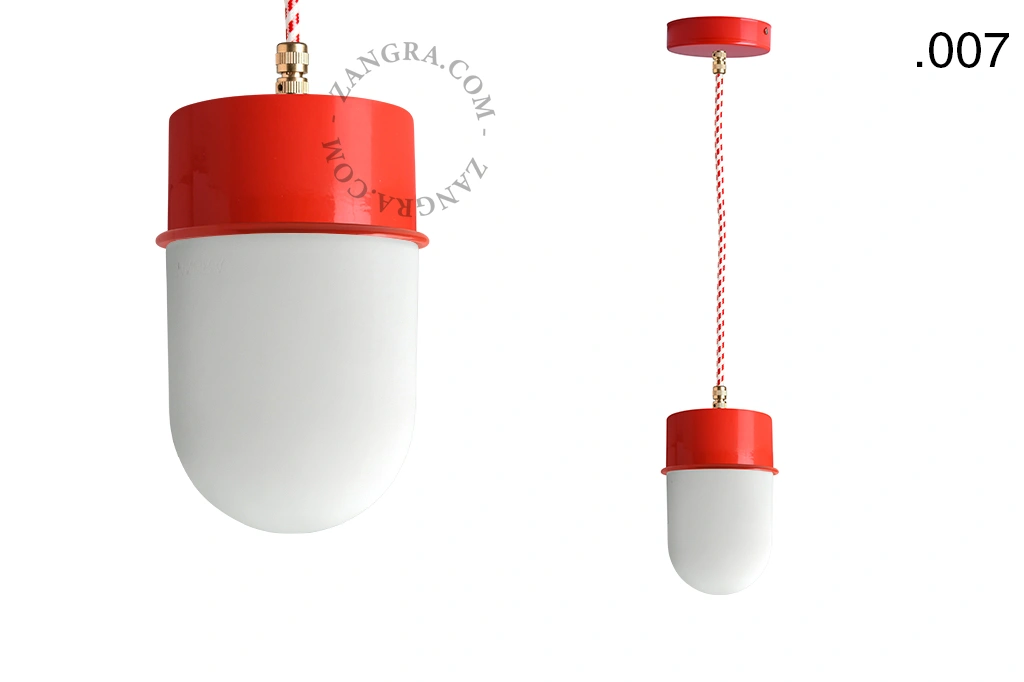 lampada a sospensione rossa - paralume in vetro - Ø 10 cm